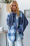 Oh Plaid Button Up Long Sleeve Shacket with Breast Pockets - Fragrance Spice