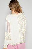 POL Floral Crochet Patch V-Neck Top - Fragrance Spice