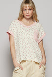 POL Floral V-Neck Short Sleeve T-Shirt - Fragrance Spice
