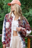 POL Patchwork Plaid Button Up Shirt - Fragrance Spice