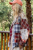 POL Patchwork Plaid Button Up Shirt - Fragrance Spice