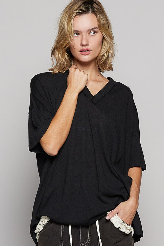 POL V-Neck Half Sleeve T-Shirt - Fragrance Spice
