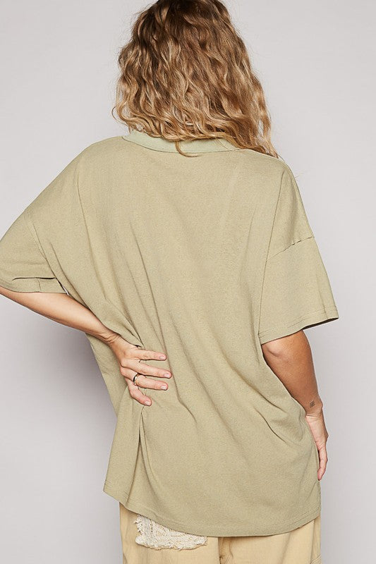 POL V-Neck Half Sleeve T-Shirt - Fragrance Spice