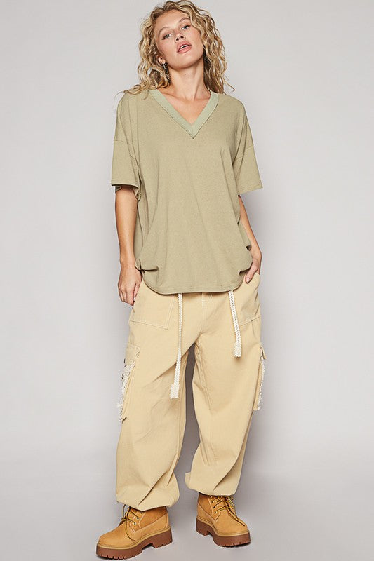 POL V-Neck Half Sleeve T-Shirt - Fragrance Spice