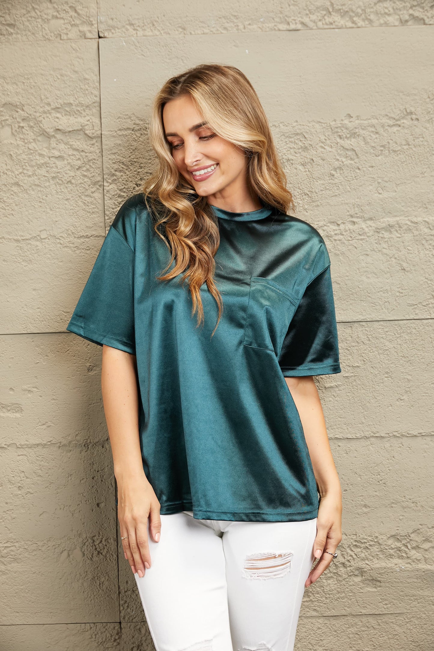 Round Neck Dropped Shoulder Top - Fragrance Spice