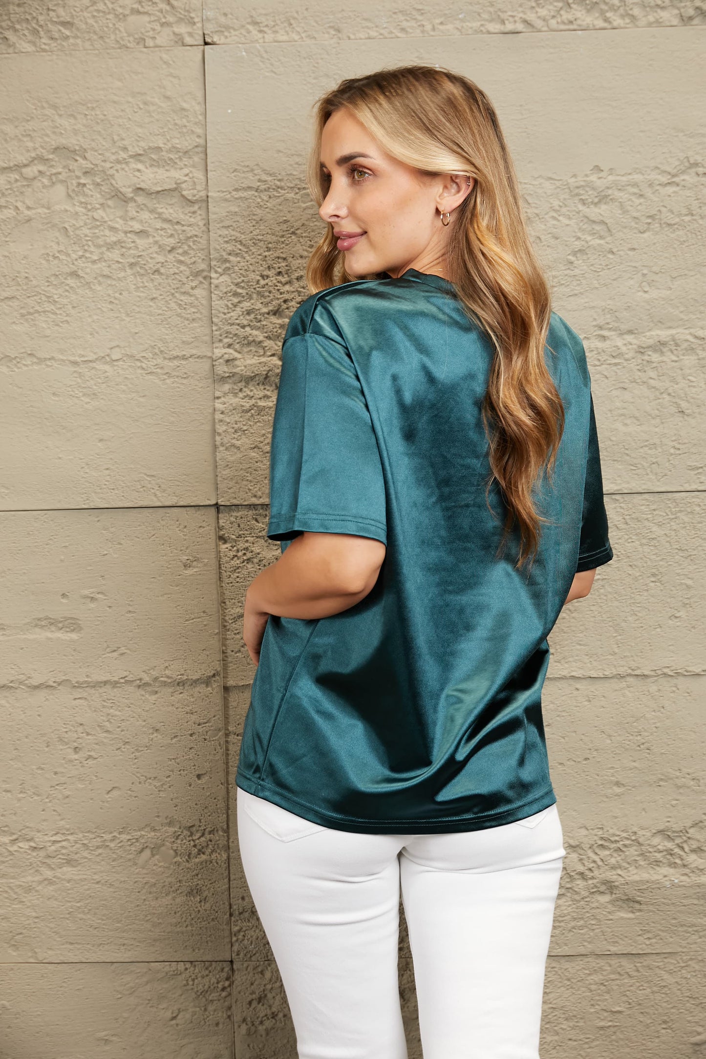 Round Neck Dropped Shoulder Top - Fragrance Spice