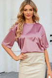 Round Neck Dropped Shoulder Top - Fragrance Spice