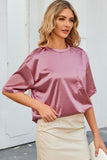 Round Neck Dropped Shoulder Top - Fragrance Spice