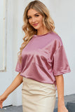 Round Neck Dropped Shoulder Top - Fragrance Spice