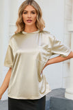 Round Neck Dropped Shoulder Top - Fragrance Spice