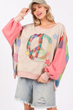 SAGE + FIG Full Size Contrast Peace Patch Dropped Shoulder Sweatshirt - Fragrance Spice