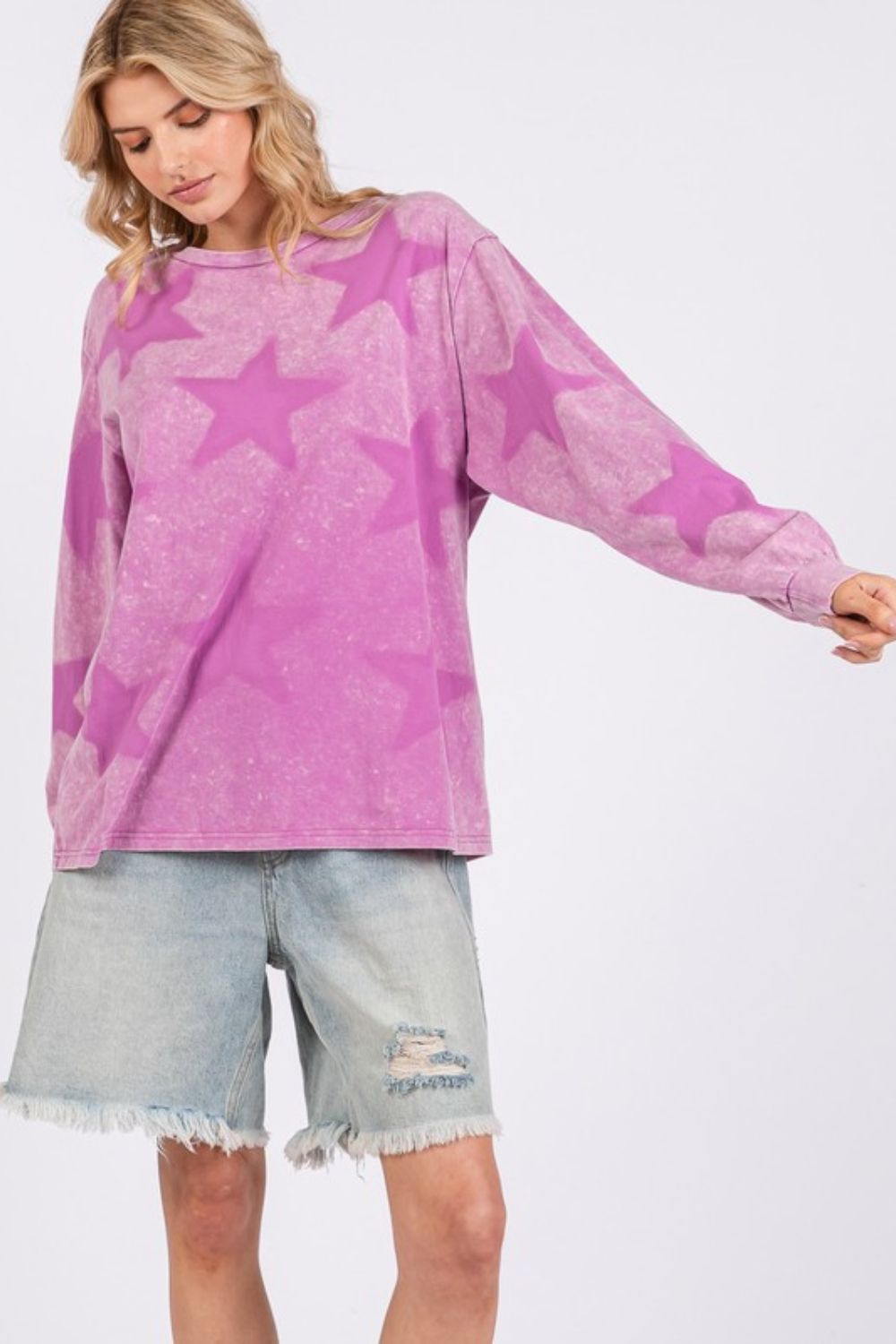 SAGE + FIG Mineral Wash Star Pattern T-Shirt - Fragrance Spice