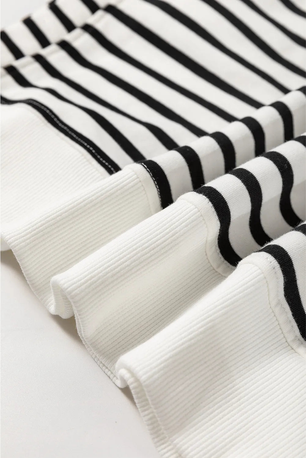 Slit Striped Round Neck Long Sleeve Sweatshirt - Fragrance Spice