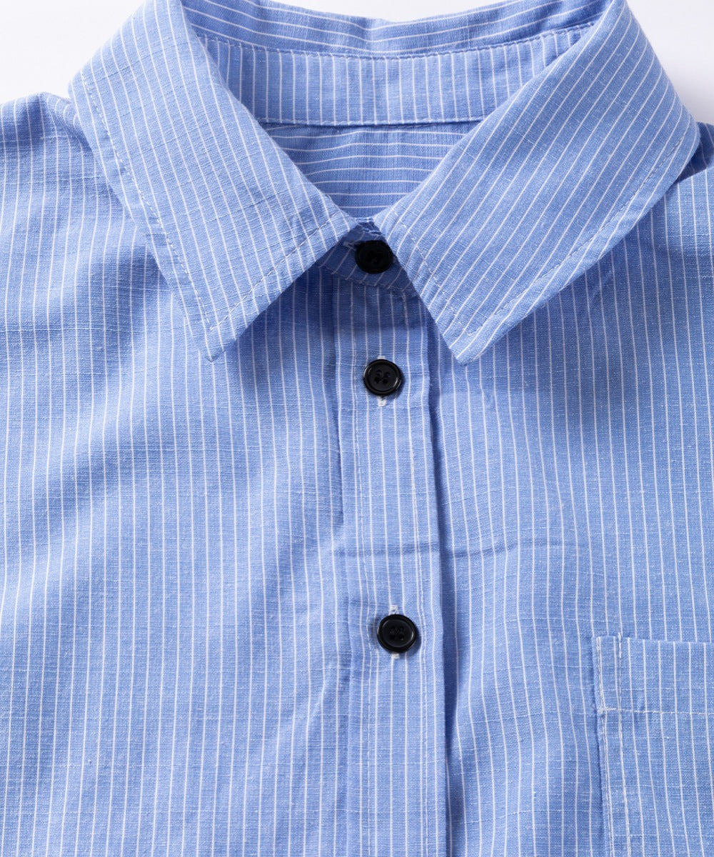 Striped Collared Neck Long Sleeve Shirt - Fragrance Spice