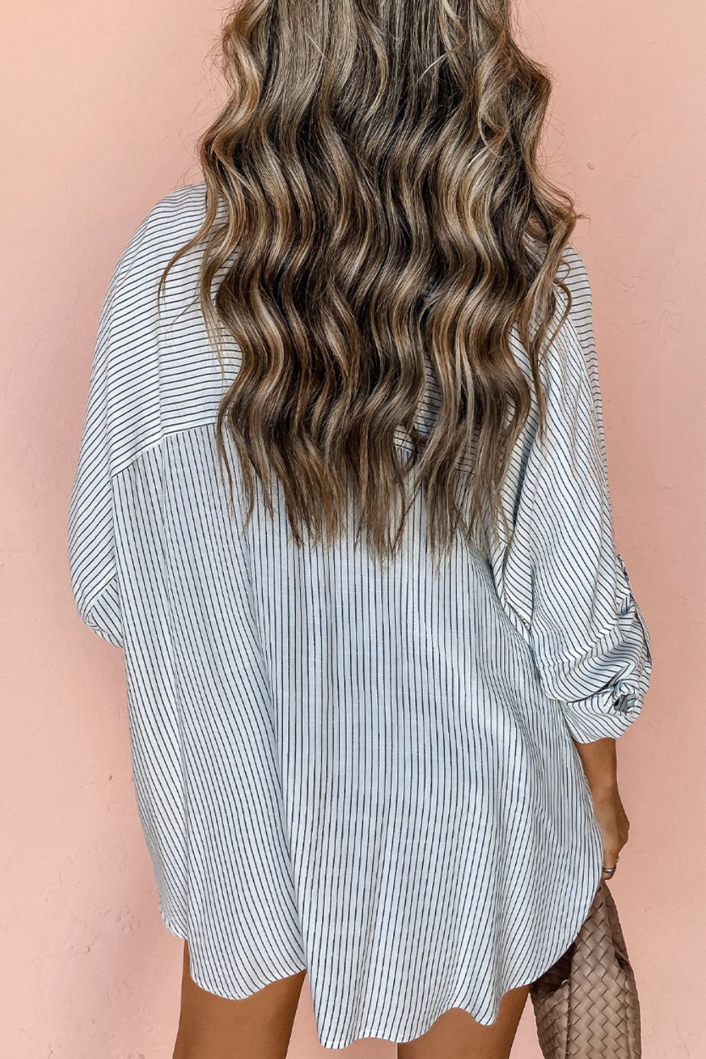 Striped Collared Neck Long Sleeve Shirt - Fragrance Spice