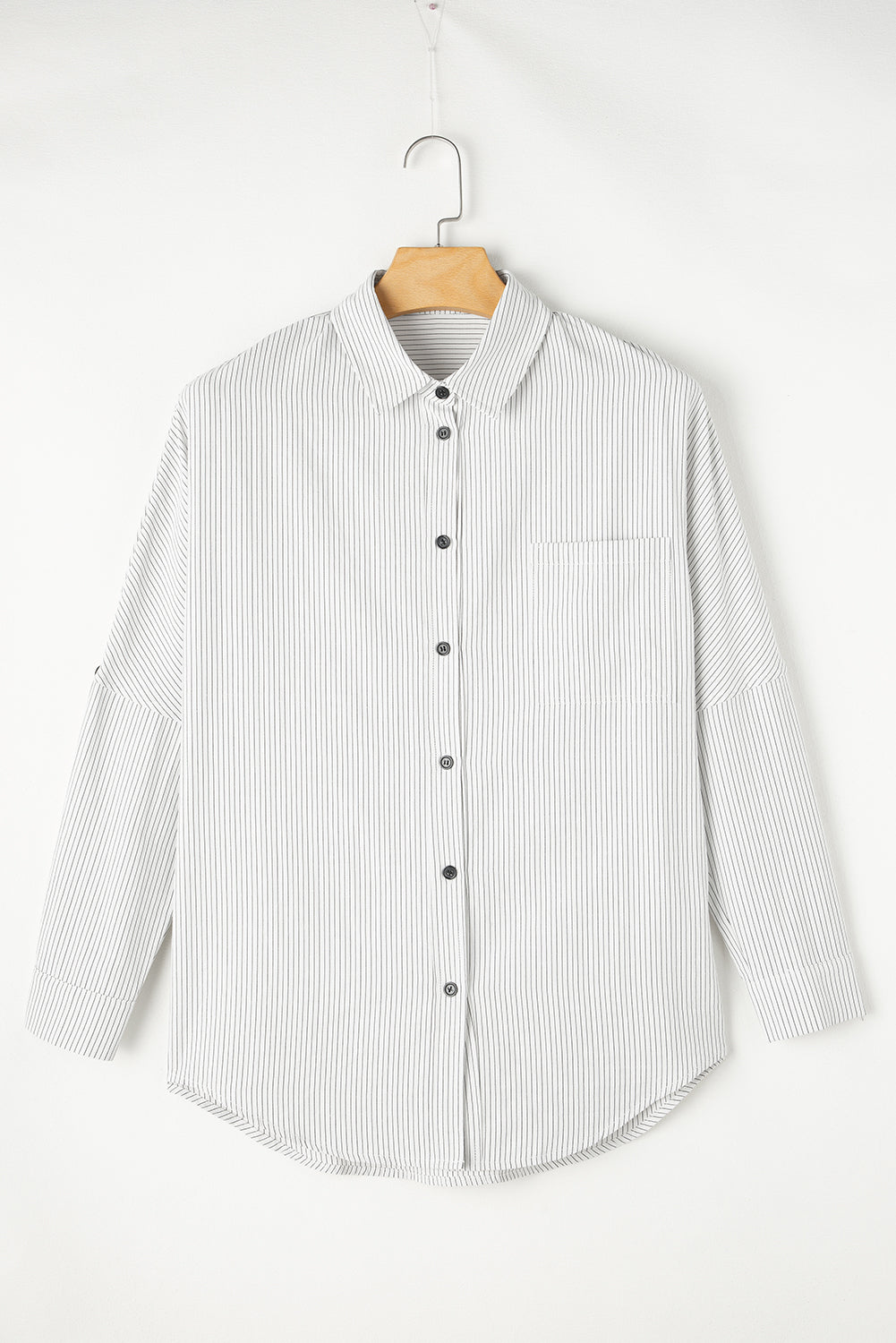 Striped Collared Neck Long Sleeve Shirt - Fragrance Spice
