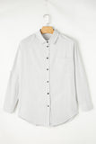 Striped Collared Neck Long Sleeve Shirt - Fragrance Spice