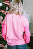 Valentine’s Day Sequin Heart Long Sleeve Sweatshirt - Fragrance Spice