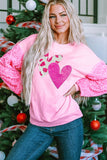 Valentine’s Day Sequin Heart Long Sleeve Sweatshirt - Fragrance Spice