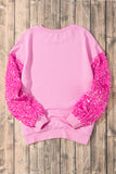Valentine’s Day Sequin Heart Long Sleeve Sweatshirt - Fragrance Spice