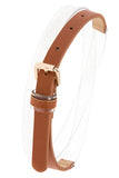 Half clear faux leather belt