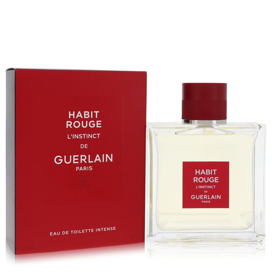 Habit Rouge L'instinct by Guerlain Eau De Toilette Intense Spray 1.6 oz for Men - Fragrance Spice