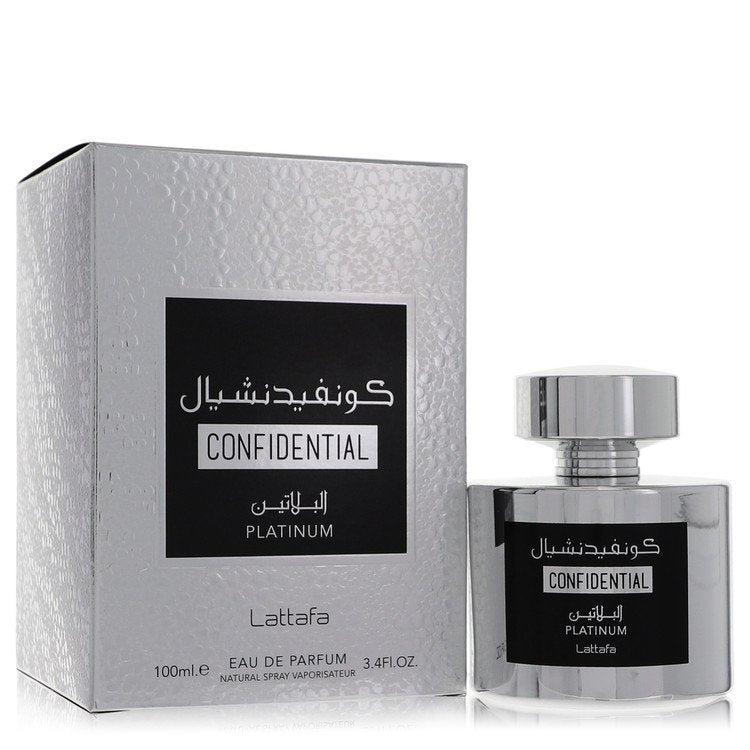 Lattafa Confidential Platinum by Lattafa Eau De Parfum Spray (Unisex) 3.4 oz for Men - Fragrance Spice