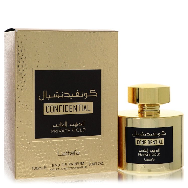 Lattafa Confidential Private Gold by Lattafa Eau De Parfum Spray (Unisex) 3.4 oz for Men - Fragrance Spice