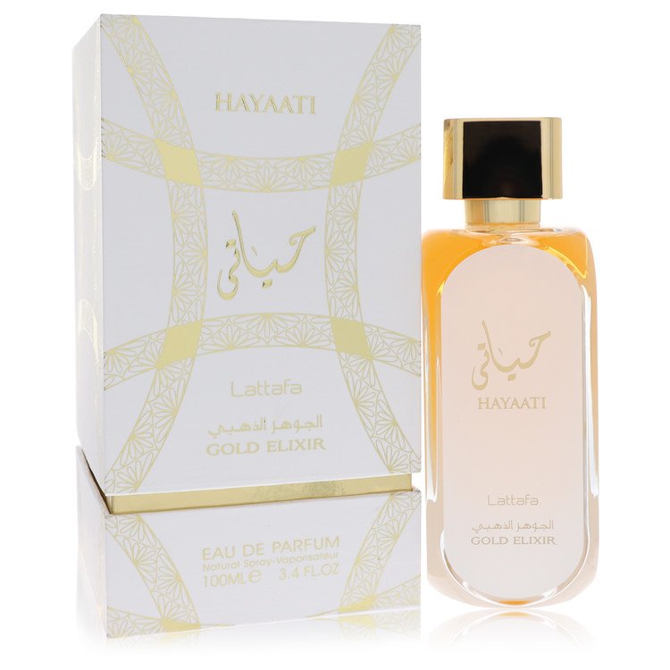 Lattafa Hayaati Gold Elixir by Lattafa Eau De Parfum Spray (Unisex) 3.4 oz for Women - Fragrance Spice