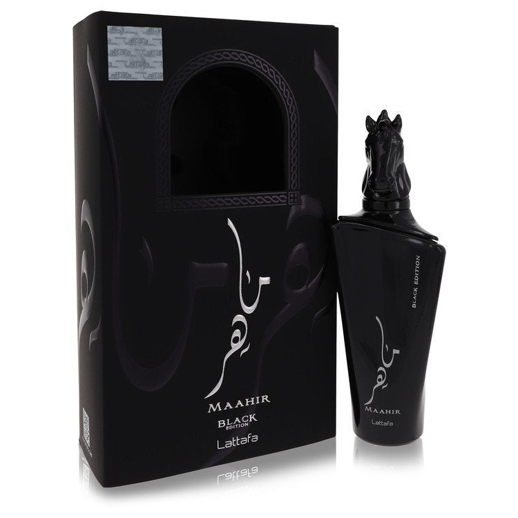 Maahir Black Edition by Lattafa Eau De Parfum Spray (Unisex) 3.4 oz for Women - Fragrance Spice