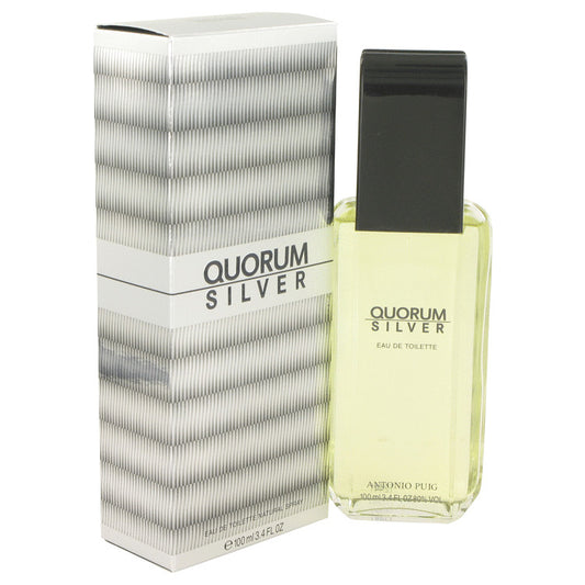 Quorum Silver by Puig Eau De Toilette Spray 3.4 oz for Men - Fragrance Spice