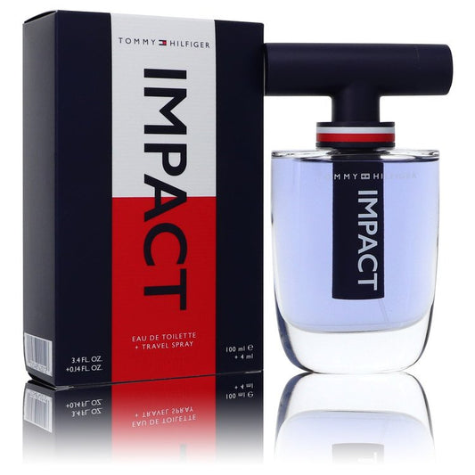 Tommy Hilfiger Impact by Tommy Hilfiger Gift Set -- 3.4 oz Eau De Toilette Spray + .14 oz Travel EDT Spray for Men - Fragrance Spice