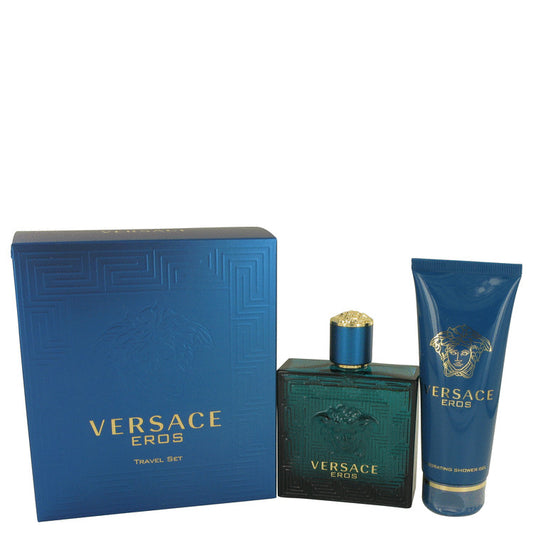 Versace Eros by Versace Gift Set -- 3.4 oz Eau De Toilette Spray + 3.4 oz Shower Gel for Men - Fragrance Spice