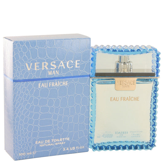 Versace Man by Versace Eau Fraiche Eau De Toilette Spray (Blue) 3.4 oz for Men - Fragrance Spice