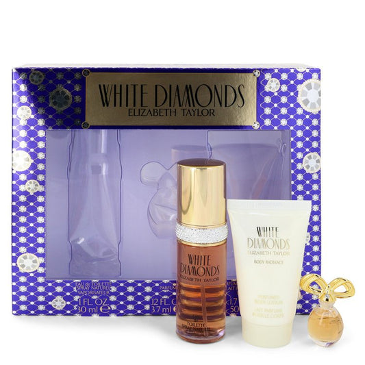 WHITE DIAMONDS by Elizabeth Taylor Gift Set -- 1 oz Eau De Toilette Spray + .12 oz Min EDP + 1.7 oz Body Lotion for Women - Fragrance Spice