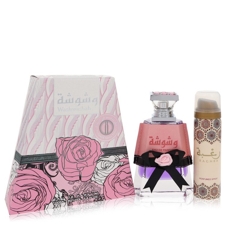 Washwashah by Lattafa Eau De Parfum Spray Plus 1.7 oz Deodorant 3.4 oz for Women - Fragrance Spice