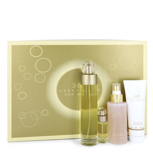 perry ellis 360 by Perry Ellis Gift Set -- 3.4 oz Eau De Toilette Spray + 4 oz Body Mist + 3 oz Shower Gel + .25 Mini EDT Spray for Women - Fragrance Spice